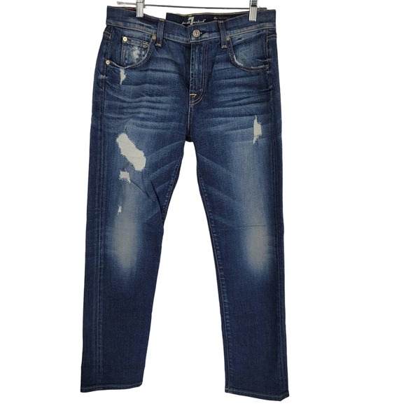 7 For All Mankind The Real Relaxed Skinny The Girlfriend Jeans 27 NWT MSRP $225 - Picture 1 of 7